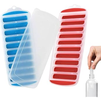 Ice Cube Tray Pack of 2 Ice Cube Trays with Lid Stackable and Dishwasher Safe Ice Cube Trays for Sports Drinks and Water Bottles Whikskey Cocktails Random Colour