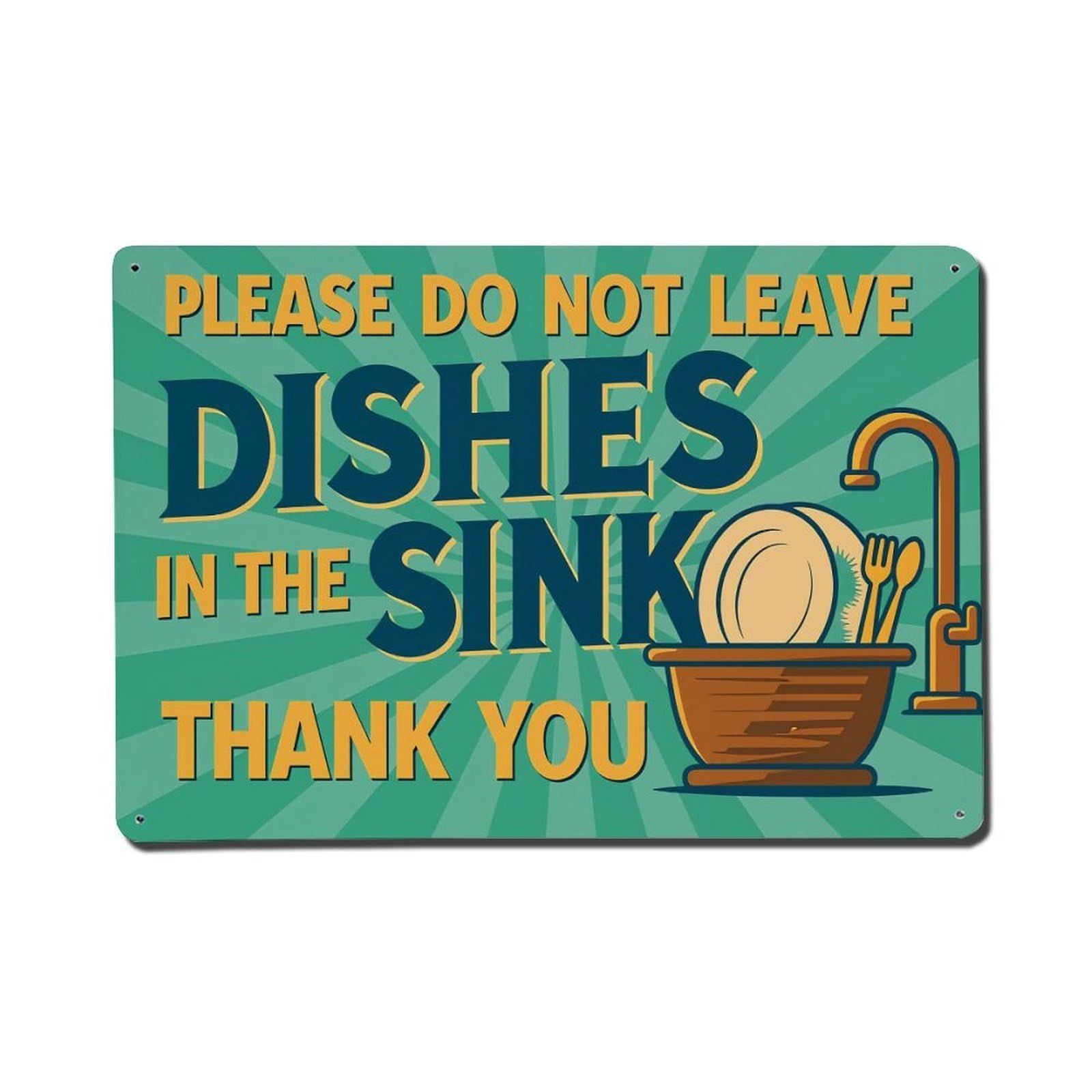 Ageksten Vintage Please Do Not Leave Dishes In The Sink Thank You Tin Sign Retro Metal Sign For Cafe Bar Pub Home Game Room Gym Club Wall Decoration Metal Poster 8X12 Inch