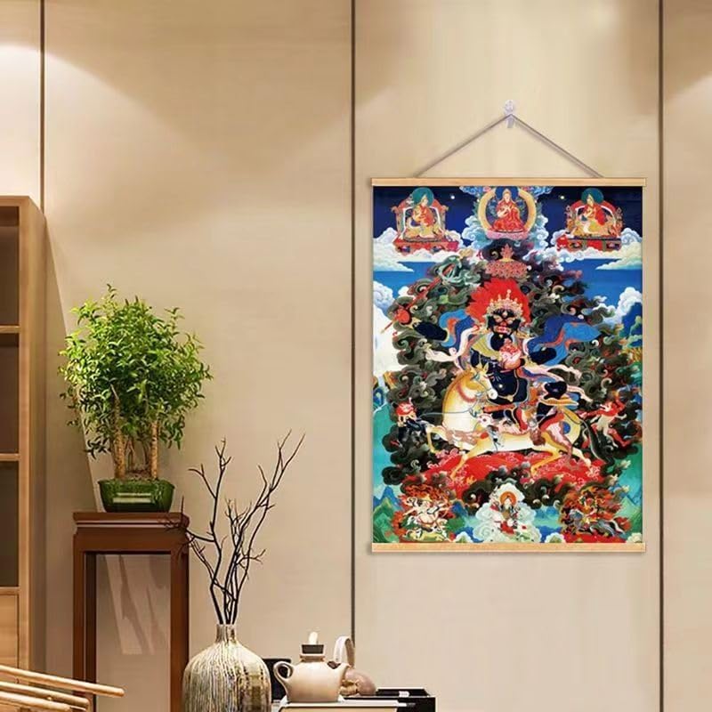 絶妙な装飾画、チベットタンカ仏陀の吊り下げ画、幸運のリビングルームポーチ装飾画、縁起の良い天母チベット仏教寺院の身廊の巻物絵画(Mu
