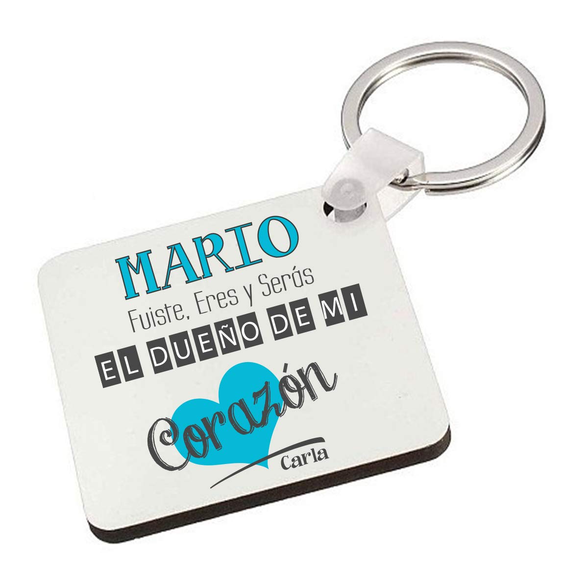 Kembilove Llavero Personalizado Pareja - Llavero Fuistes Eres y Serás el Dueño de mi corazón - Regalo Original día de San Valentín, Aniversarios, Cumpleaños, Enamorados color Azul
