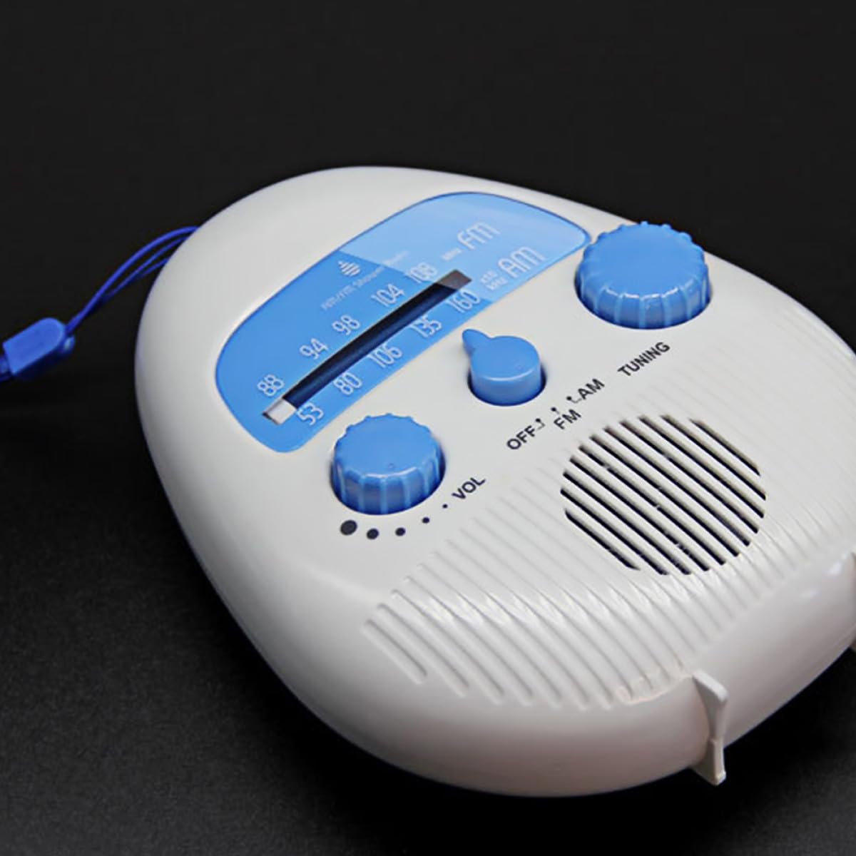 Tragbares Duschradio Kleiner Stereo Radio mit 4 facher Wasserdichtigkeit aus ABS mit Lautstärkeregler Weißer Kompakter Lautsprecher für Badezimmer und Dusche