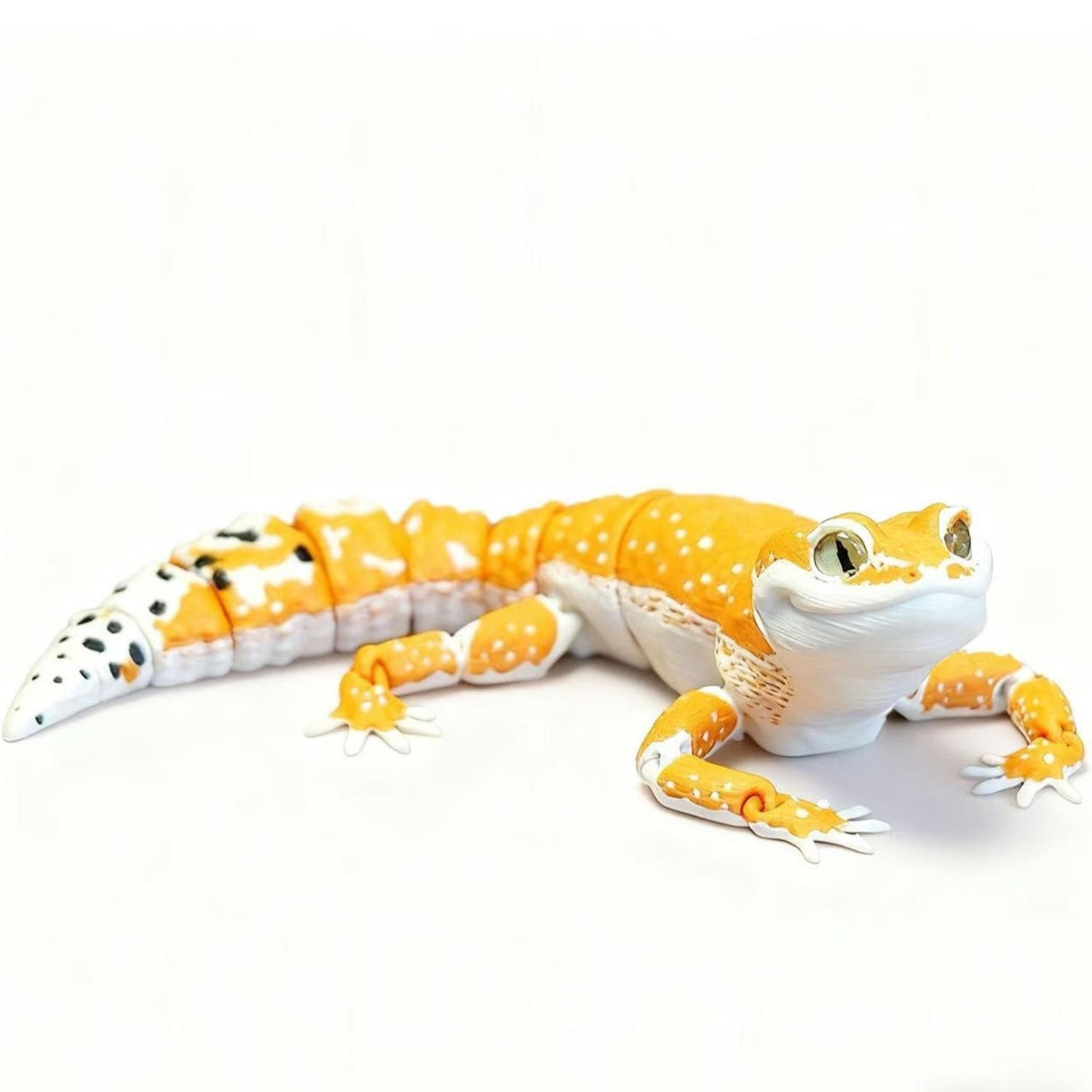 Quesardens 3D Printed Leopard Gecko Figurine, Articulated Lizard Model, Reptile Lizard Fidget Toy, Realistic Articulated Lizard Action Figure For Home Decor Executive Desk(A)