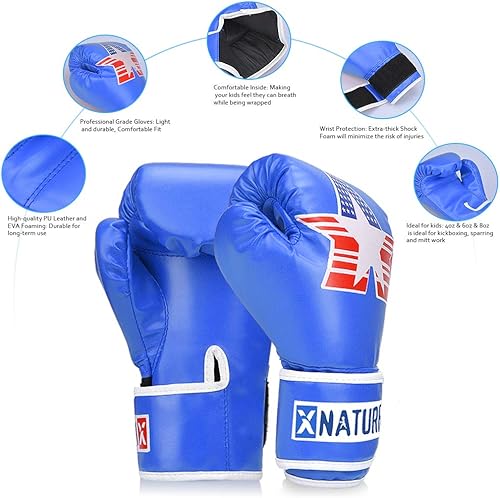 Miniatura 2 de 4oz 6oz 8oz PU Kids Boxing Gloves, Children Kickboxing Sparring Youth Boxing Or Training Gloves Age 5-12 Years