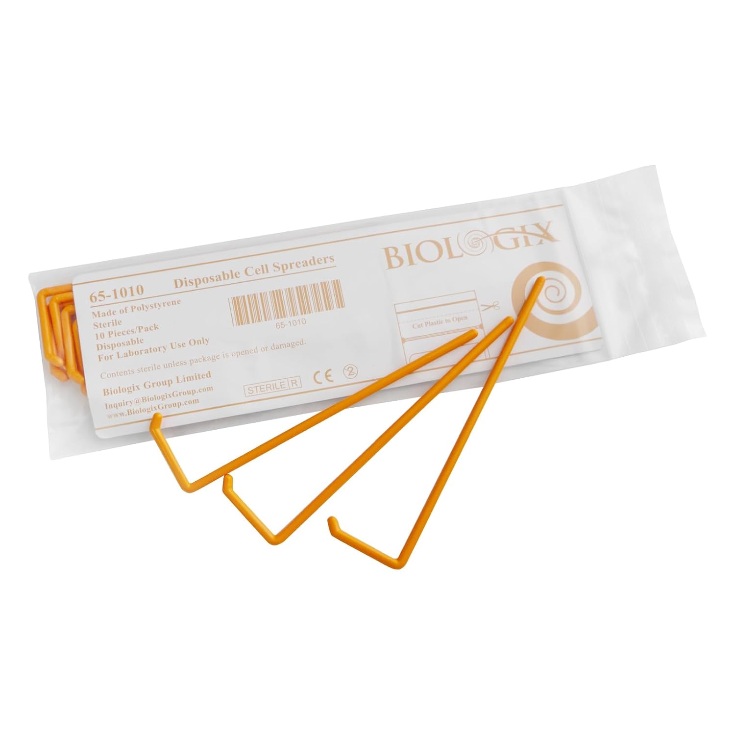 500PCS Cell Spreaders L-Shaped Disposable Cell Spreader, Orange, Sterile, Bulk Package, 10 Pcs/Bag