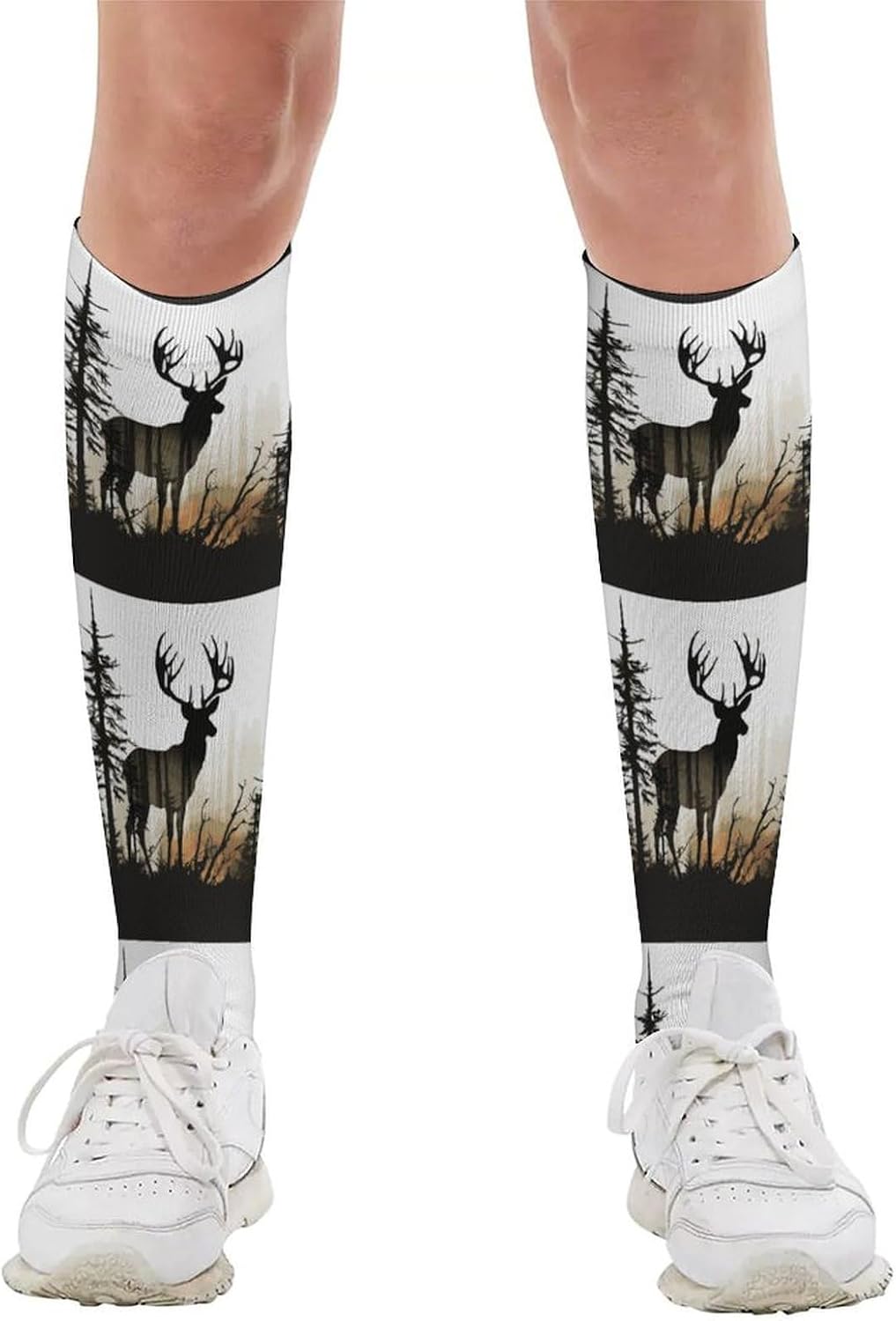 Deer Silhouette Compression Socks for Women Men Comfort Over The Calf Socks Moisture Wicking Breathable Athletic Sock