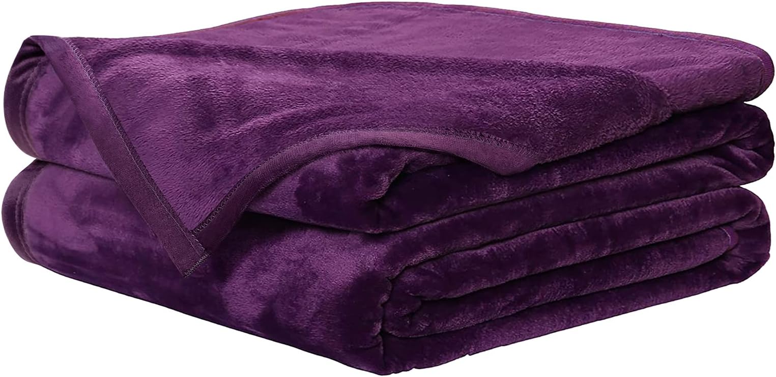 EASELAND Soft Lightweight Queen Size Fleece Blanket, Purple, 90x90 inches | Breathable Cozy Texture, Plush Flannel Warm Fabric, Anti-Static, Machine Washable, for Bed, Couch, Sofa