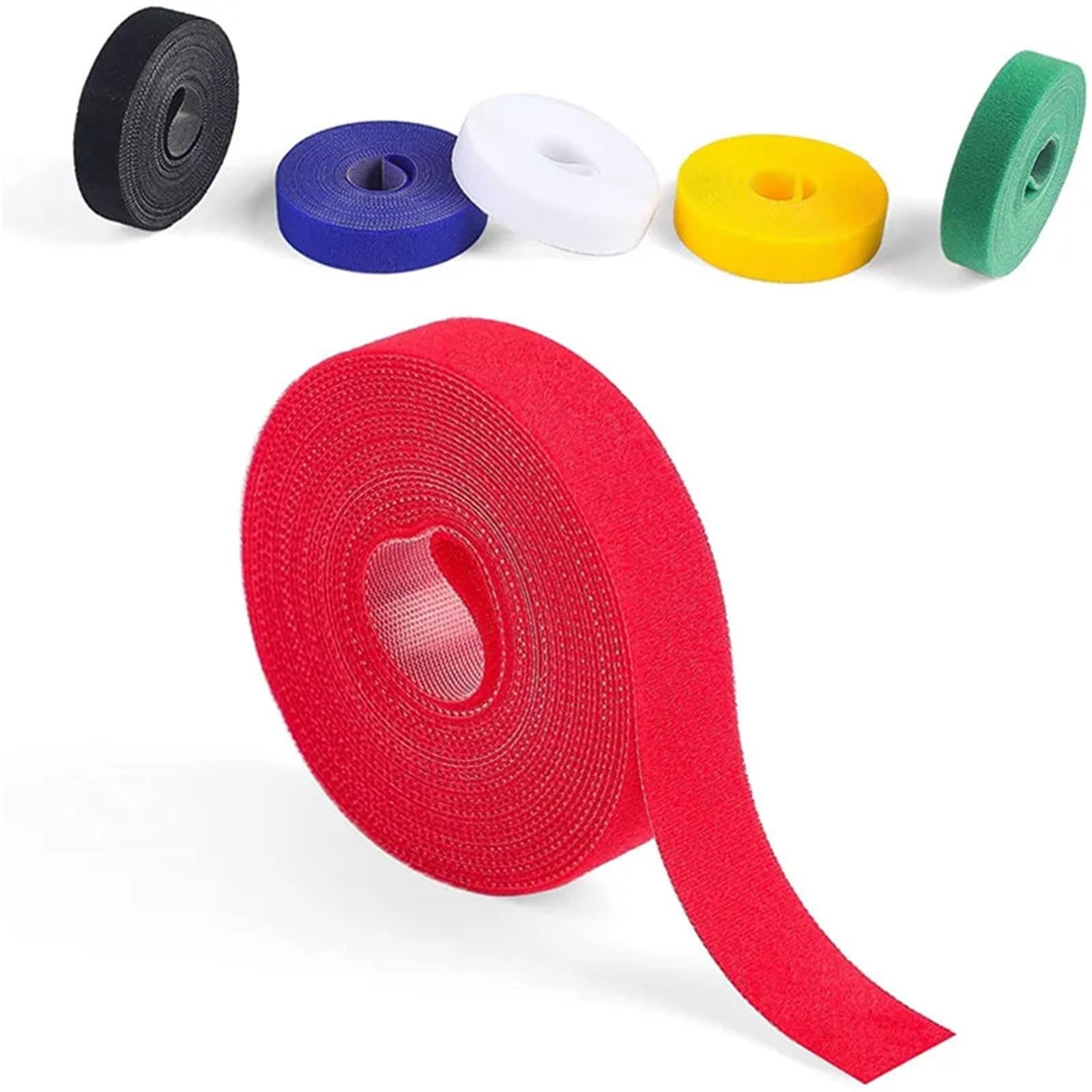 5 m Rolle selbstklebende Klett-Kabelbinder, wiederverwendbares doppelseitiges Befestigungsband for Kabelmanagement-Bänder(Red)