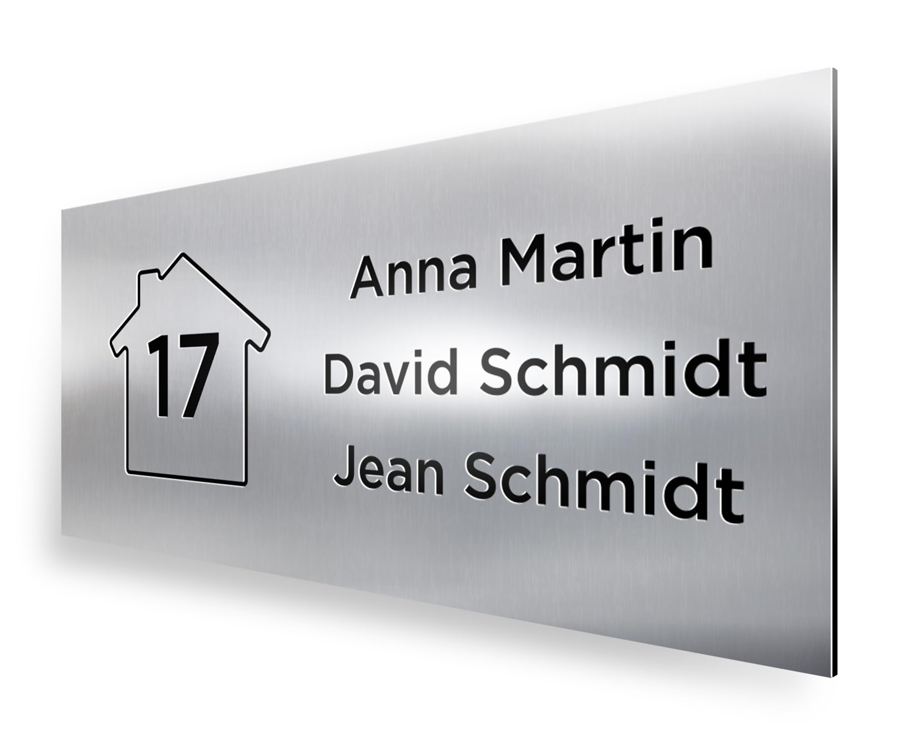 REGALOCREATIVO Placa de Buzón 12,5x5 cm. Grabada en PVC con Efecto Aluminio Metalizado. Añade Nombre y Número