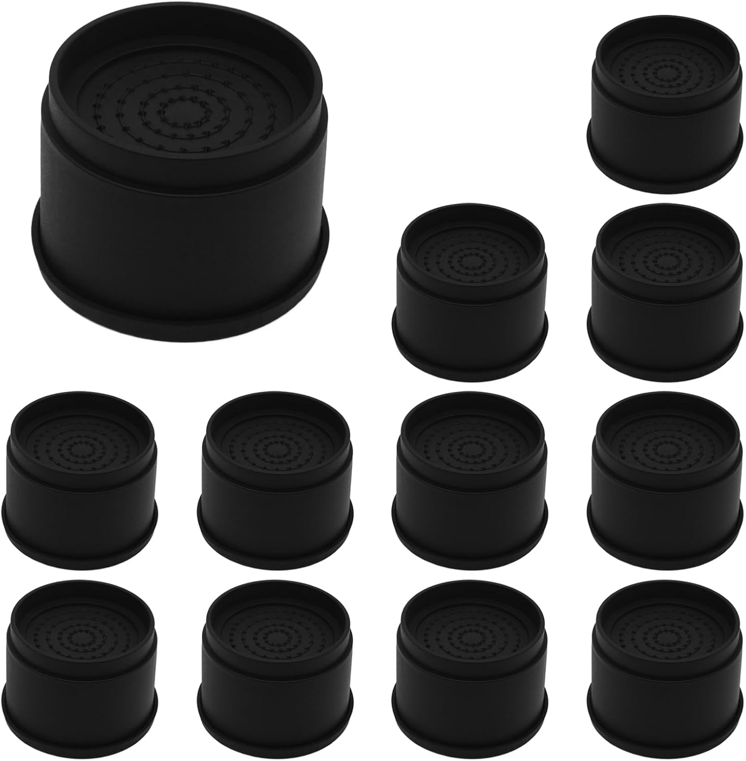12 Pack Bed Risers 2 inch Black Furniture Risers, Heavy Duty Round Stackable Bed Lifts Risers 2" or 4" for Table, Sofa, Couch, Desk, Adjustable Bed Frame Risers