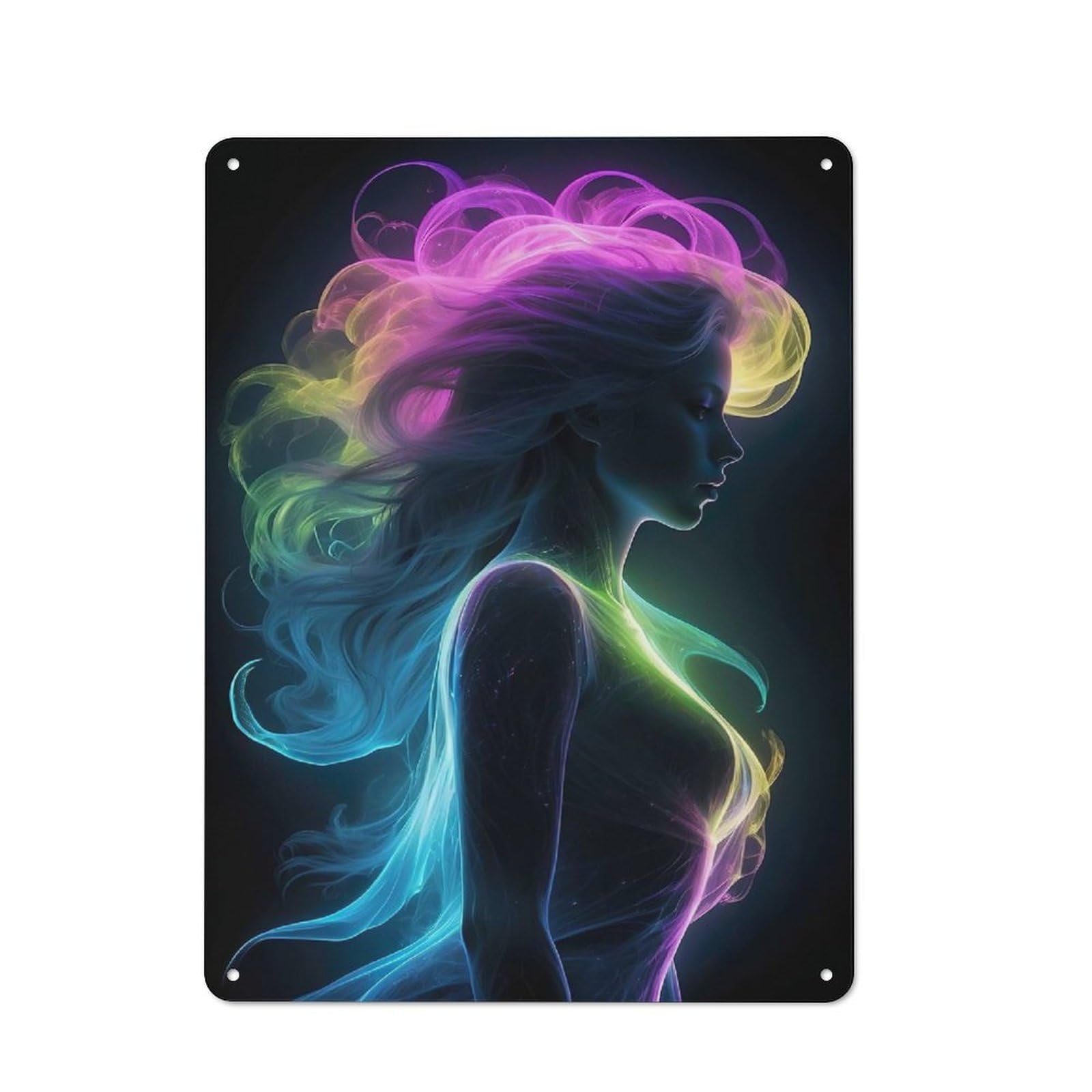 Junmoney Women's Style-19 Night Flashes Neon Barn Style Metal Wall Decor 40X30cm, Country Metal Sign For Kitchen, Cottage, Porch Or Garden Room
