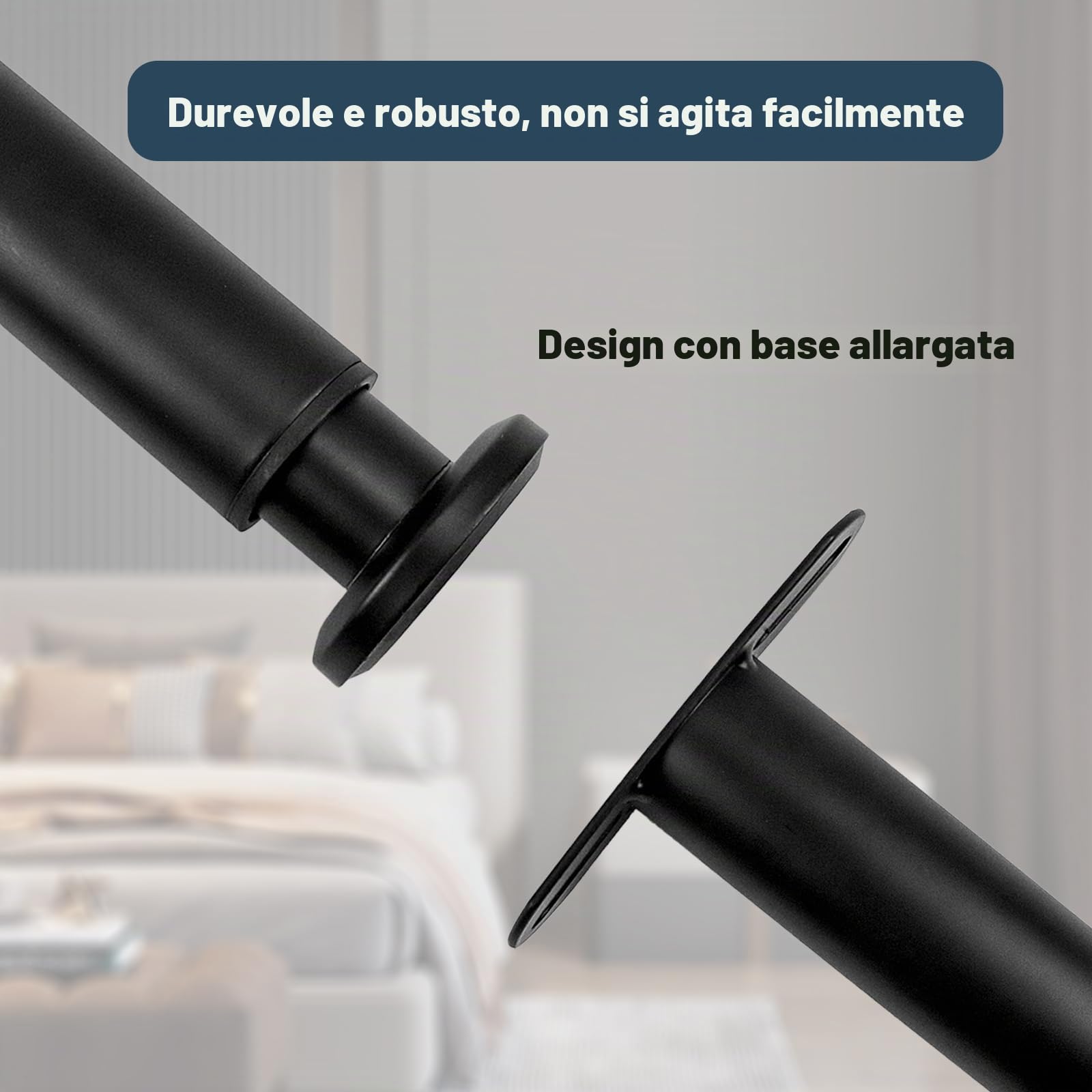 Piedi Per Rete A Doghe, Gambe Regolabili In Metallo Gambe Letto Di Supporto Per Mobili, Per Letto Centrale, Adatte Per Armadietti, Divani Letto, Retrattili 18-33 Cm (Nero 4 Pezzi)