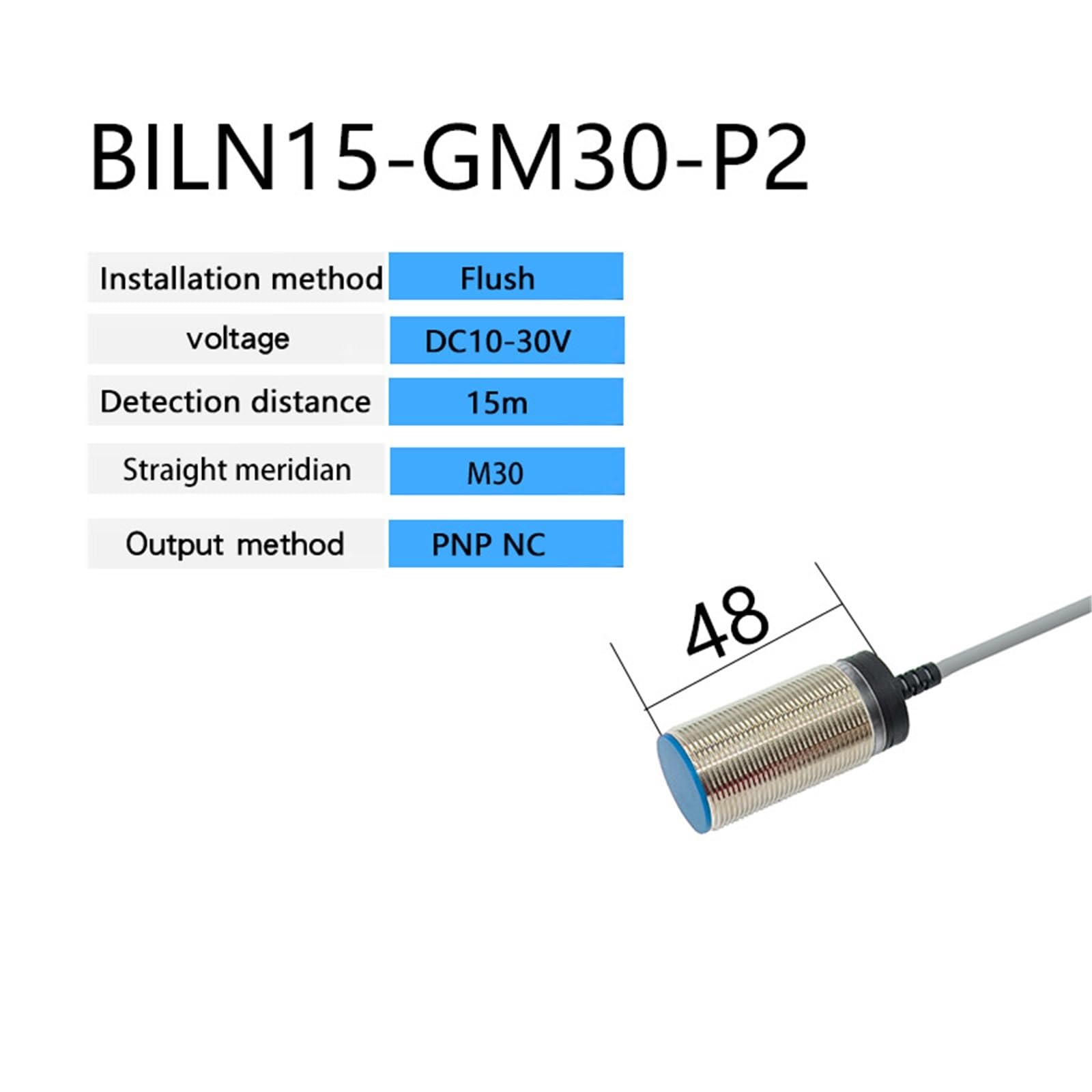 Indukcyjny czujnik zbliżeniowy M30, 1 sztuka wyjście podtynkowe DC 10-30 V AC 90-250 V NPN PNP NO NC(PNP NC)
