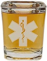 Vista 1 de Rogue River Tactical Square EMT Star of Life Shot Glass Gift For EMS Paramedic Gift