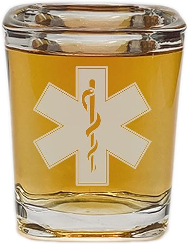 Rogue River Tactical Regalo cuadrado del vidrio del tiro de la estrella de la vida del logotipo de EMT para el regalo paramédico del ccsme de la