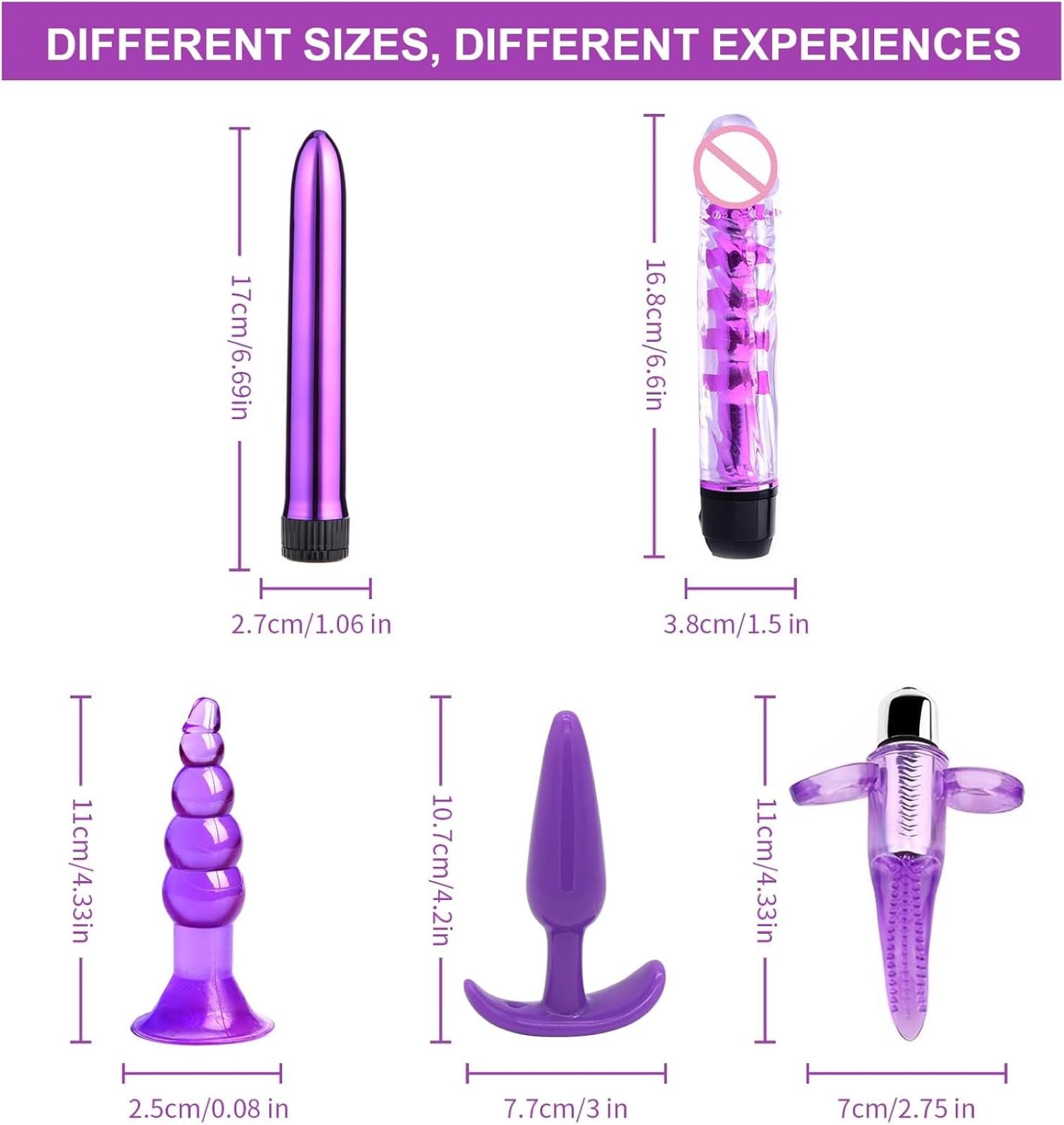 Exclusivo set de 14 piezas para parejas en cuero morado y felpa de lujo, los kits perfectos para San Valentín-ESLSM01 (Set morado-1)