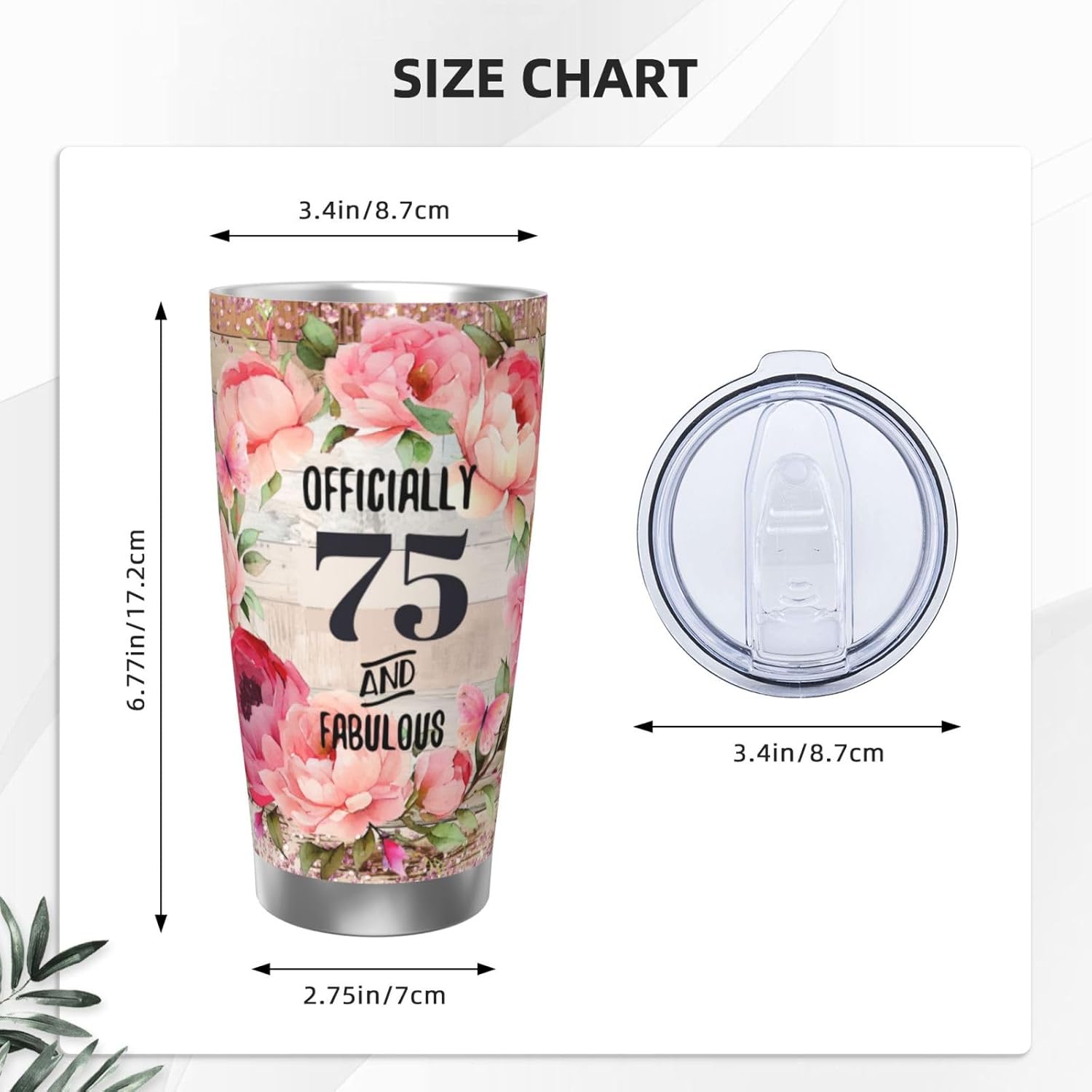 75th Birthday Gifts for Women,75th Coffee Tumbler Stainless Steel Travel Mugs Cups Water Bottle for Mom Grandma 20oz,1950 Birthday Gifts - Image 2