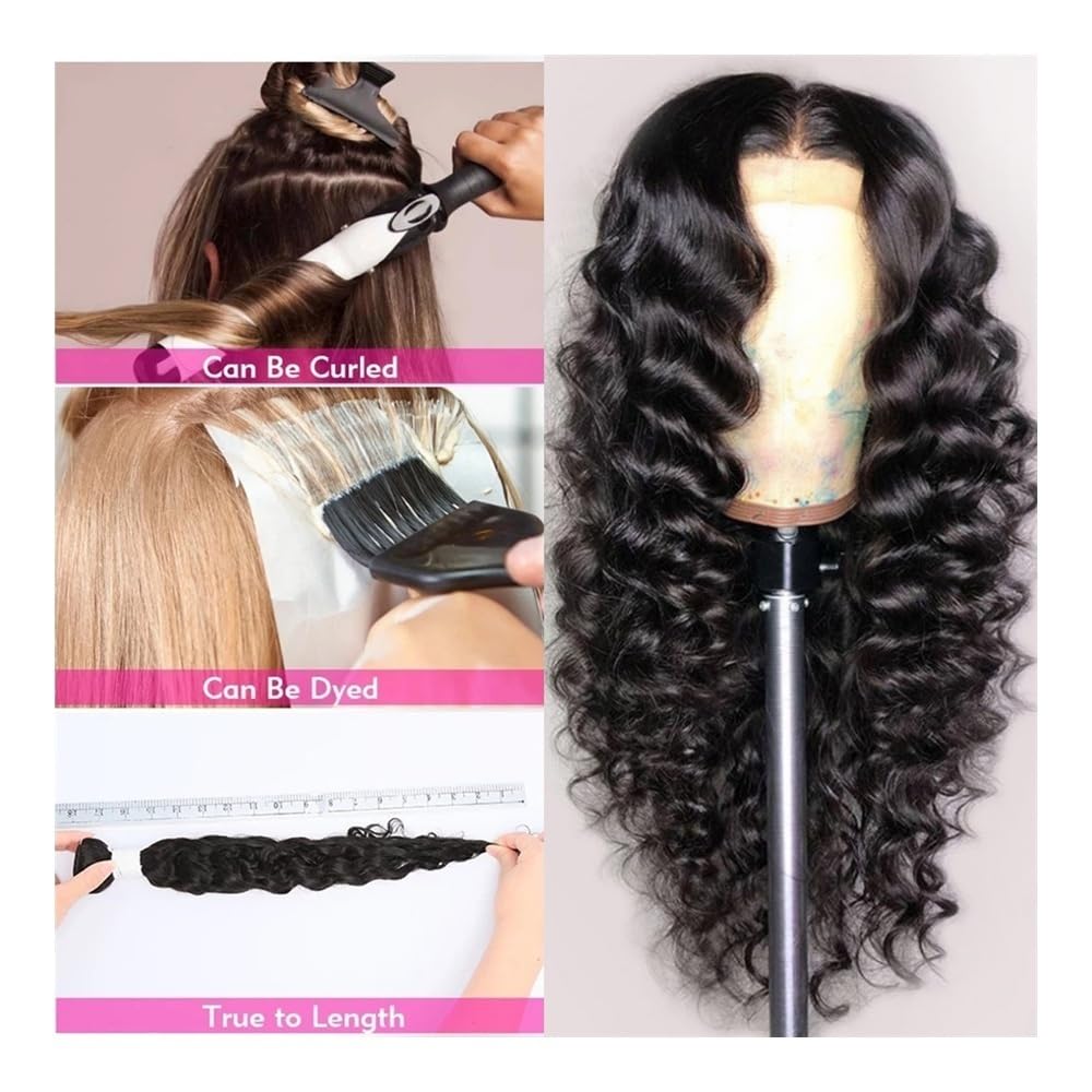 Utilizzo quotidiano Fasci di capelli umani con chiusura Fasci di capelli sciolti con onde profonde Fasci di capelli brasiliani con parte libera con chiusura in pizzo svizzero 4×4 per le donne(22+24+26