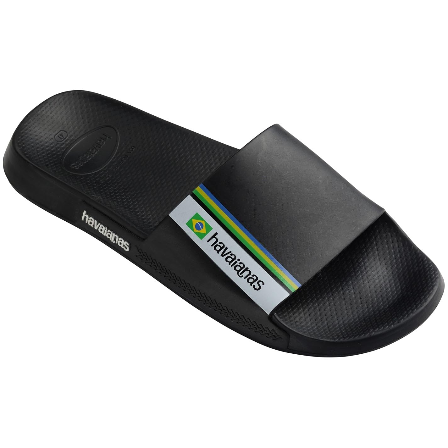 Havaianas Unisex Slide Brasil, Black, 3/4