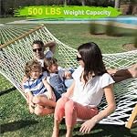 ANAGOO Double Hammock with Spreader Bar, 2-Person Handwoven Hammock for Indoor & Outdoor Use, Portable Hammock for Patio, Backyard, Poolside, Garden (White)