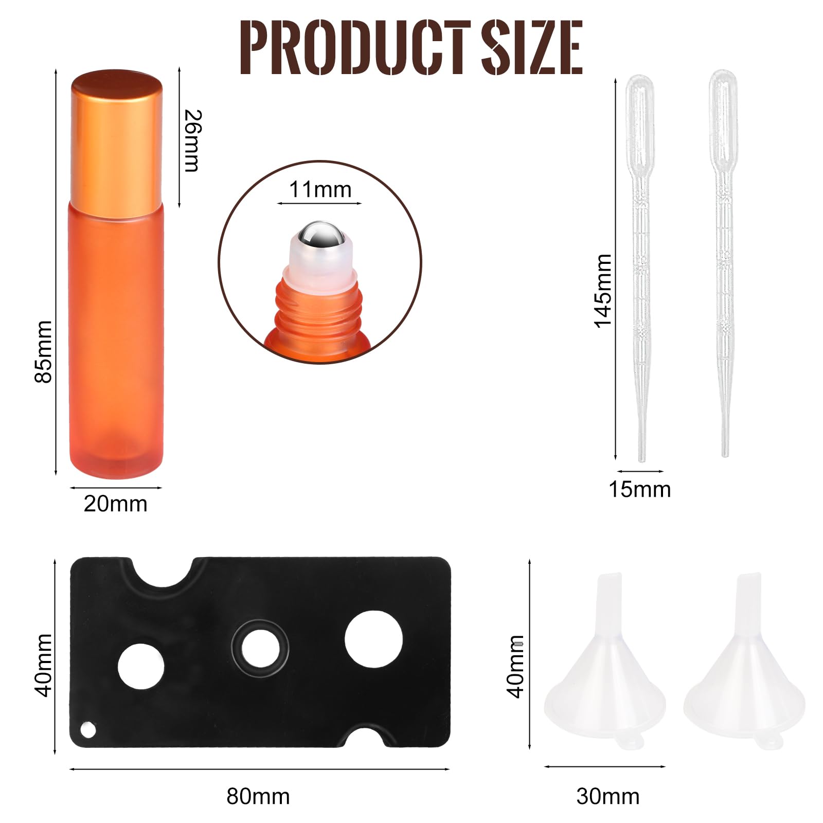 POFIBO 16 Piezas Roll On Bottle Botellas Aceites Esenciales con Bolas de Acero Inoxidable,Botellas de Aceite Esencial de 10 ml,Roll on Rellenable para Aceites Esenciales, Aromaterapia, Perfumes