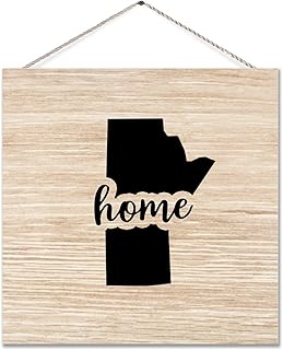 Home Manitoba Wooden Sign Wall Art Living Room Sign Farmhouse Sign Wood Plaque Hanging Sign 12" x 12"
