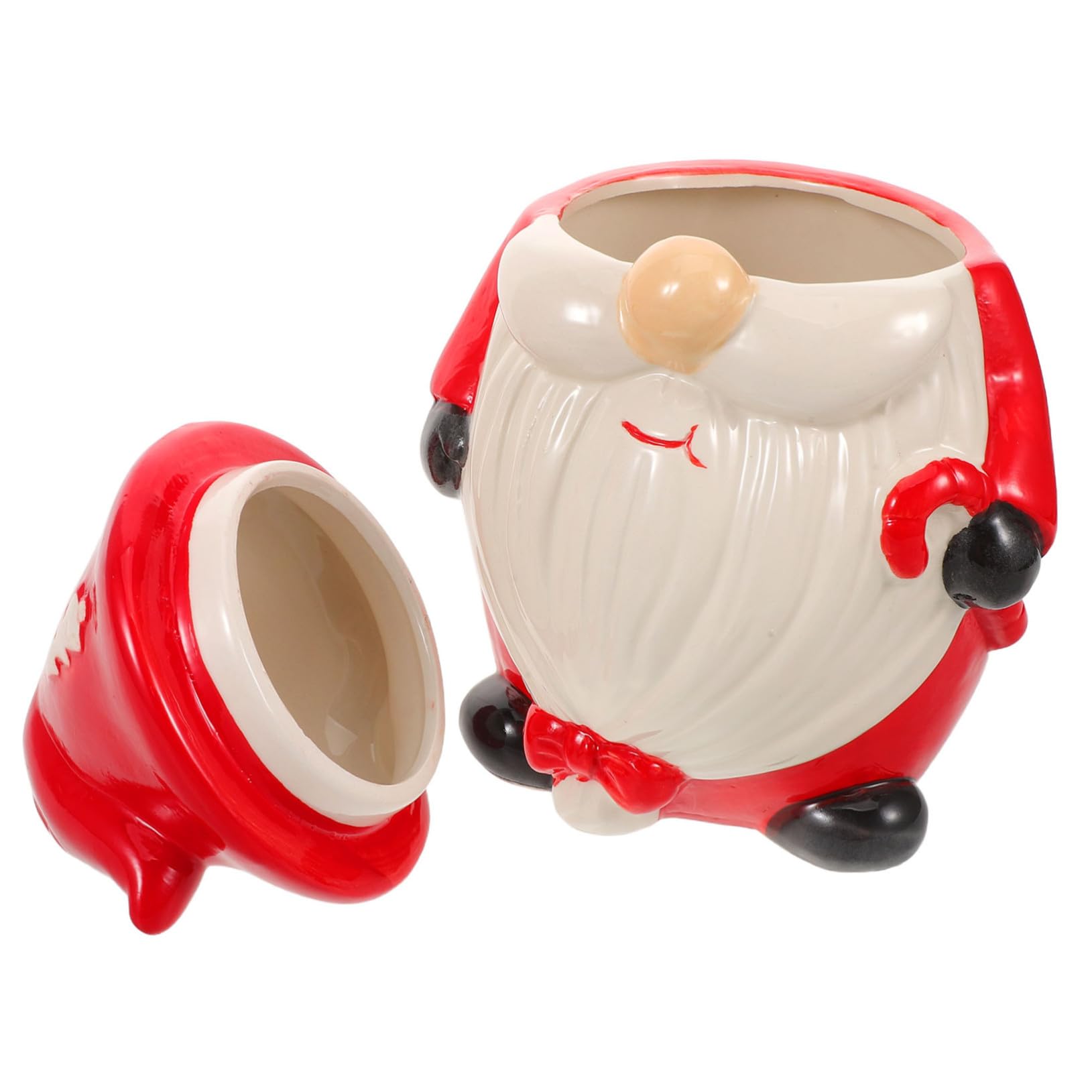 MAGICLULU Pot Céramique Forme De GNOME De Noël Boîte De Conservation pour Aliments De Fêtes Bonbons Et Biscuits avec Couvercle
