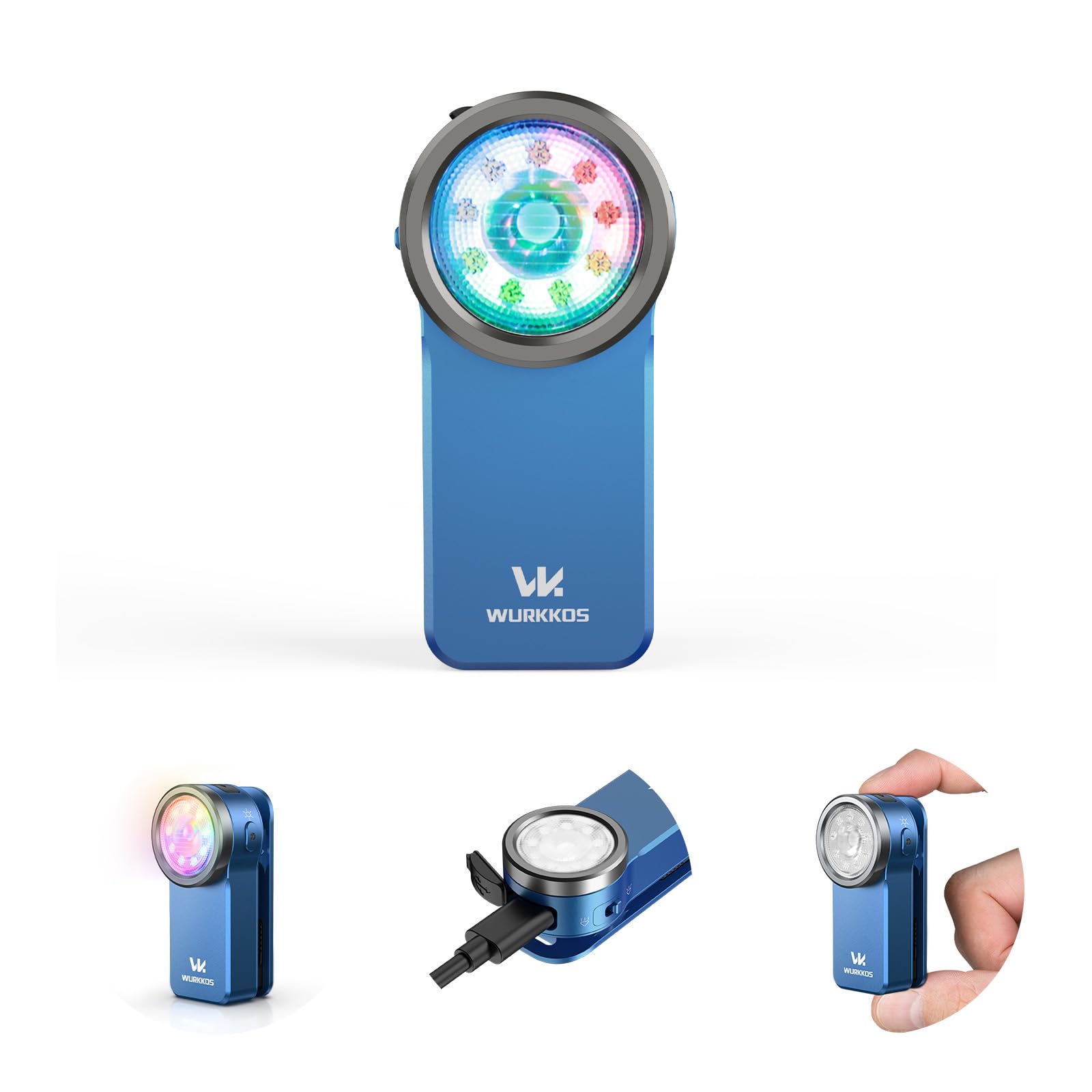 Wurkkos HD03 Rechargeable Torch EDC Clip-on Light, Bright 680 Lumens Pocket Flashlight, Combines Spotlight Floodlight RGB Light, Magnetic, IPX6 Waterproof for Cycling, Repairing