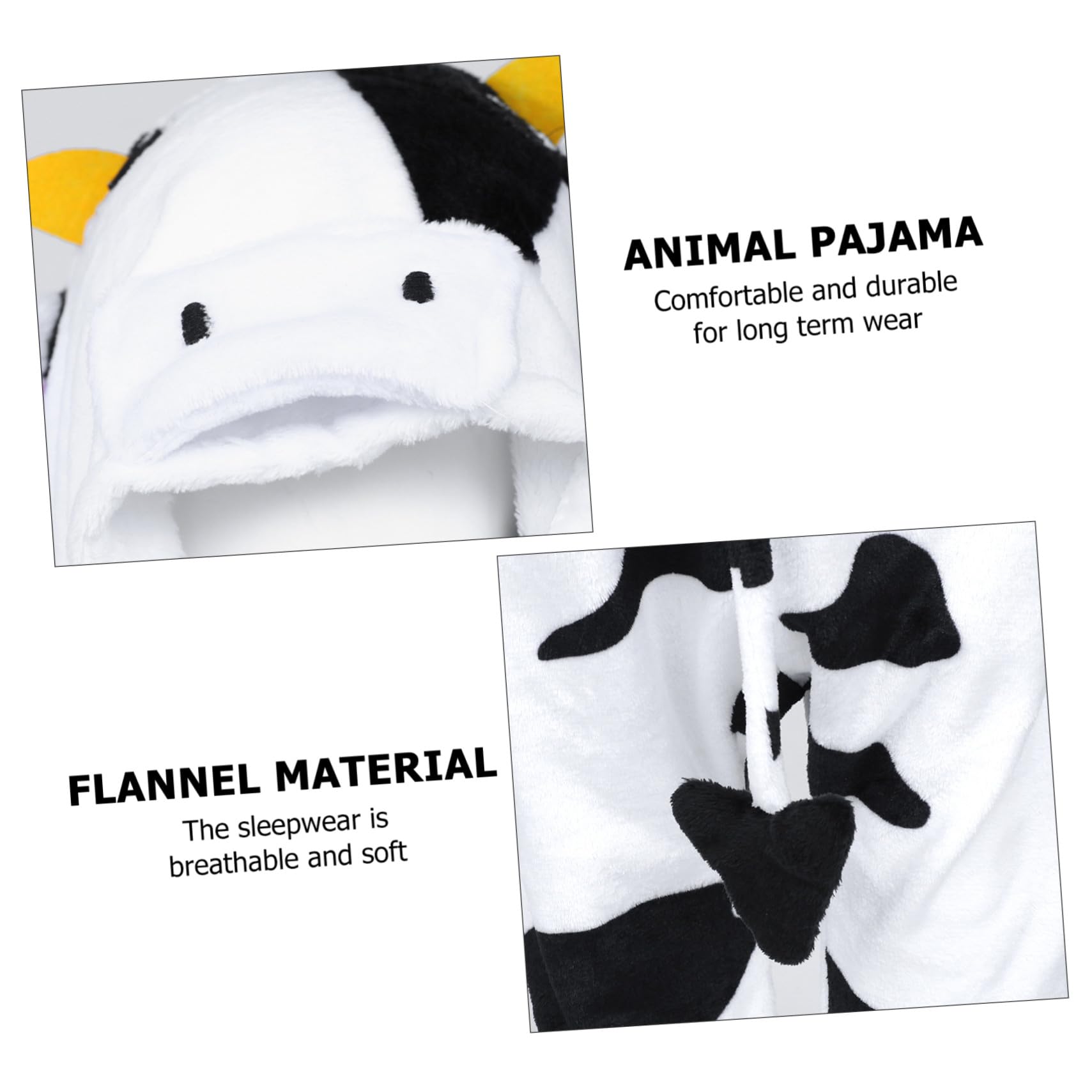 Mikikit Pigiama Flanella Unisex Motivo Mucca Cartoni Animati, Tuta Calda Autunno Inverno per Cosplay e Relax Domestico