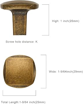 Asidrama 10 Pack Antique Brass Kitchen Cabinet Knobs