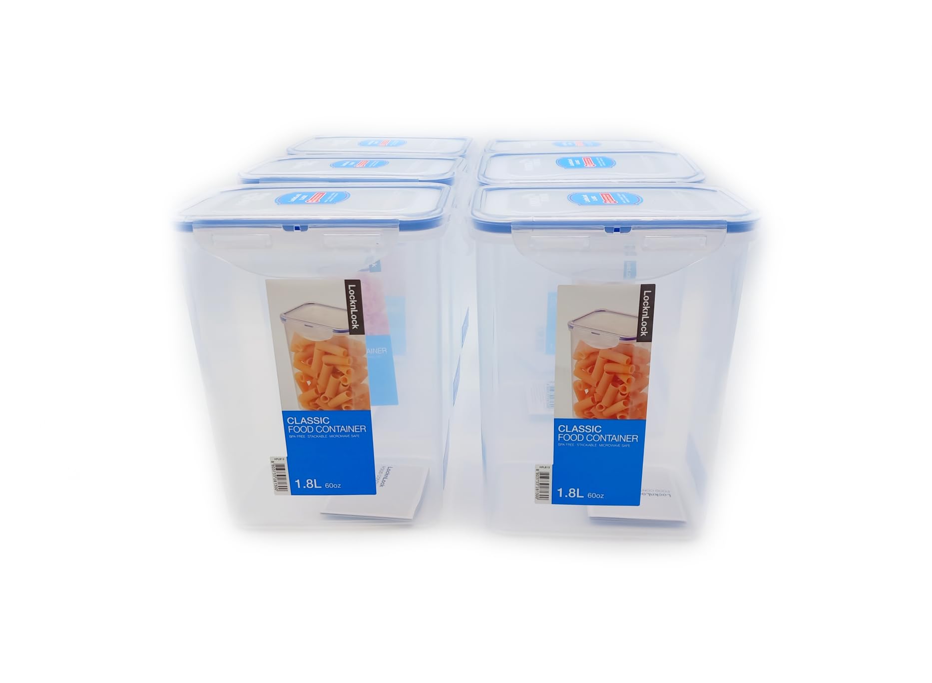6 x Schloss & LOCK Rechteckige Frischhaltedose 1,8 lt Hochschrank HPL813