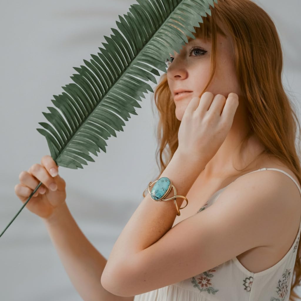 AYANA Turquoise Brass Bracelet | Stone of Healing & Protection | Throat Chakra | December Birthstone | Handcrafted with Ethically Sourced, Natural, Pure Gemstones - Image 7