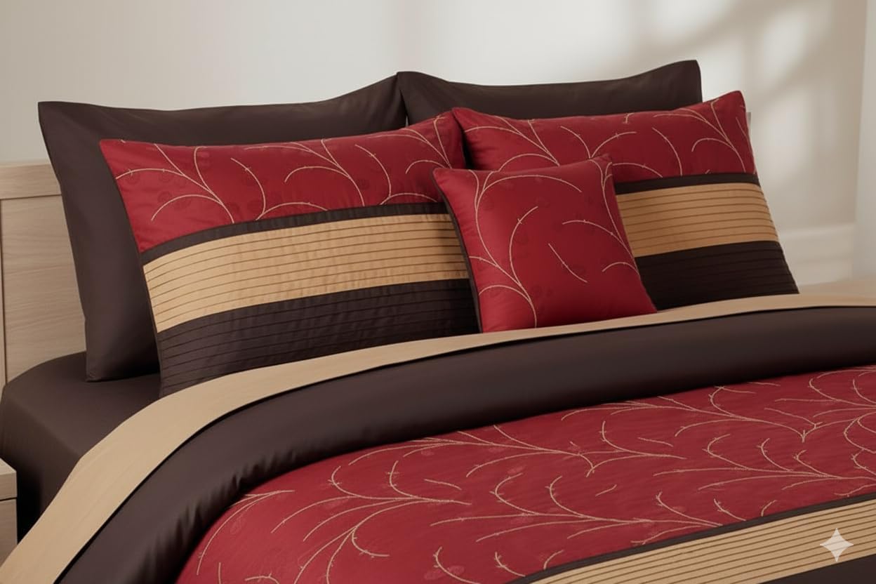 sheetsnthings 6PC Comforter Set: Twin Extra Long (XL) Size, Atlantis Nature Inspired Colors, Lavishing Embroidered Comforters