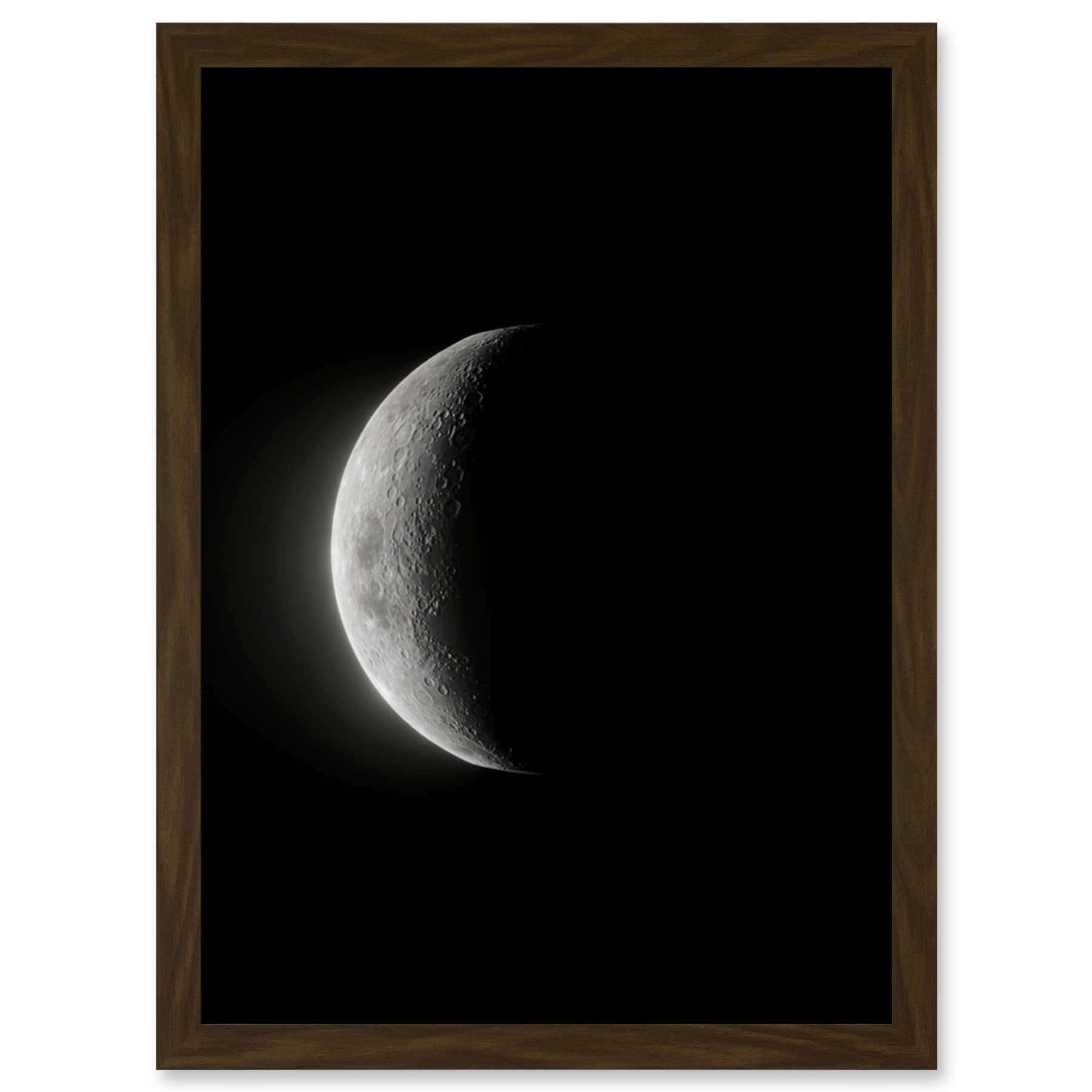 Artery8 Lunar Phases Moon Waning Crescent Space Astronomy Artwork Framed Wall Art Print A4