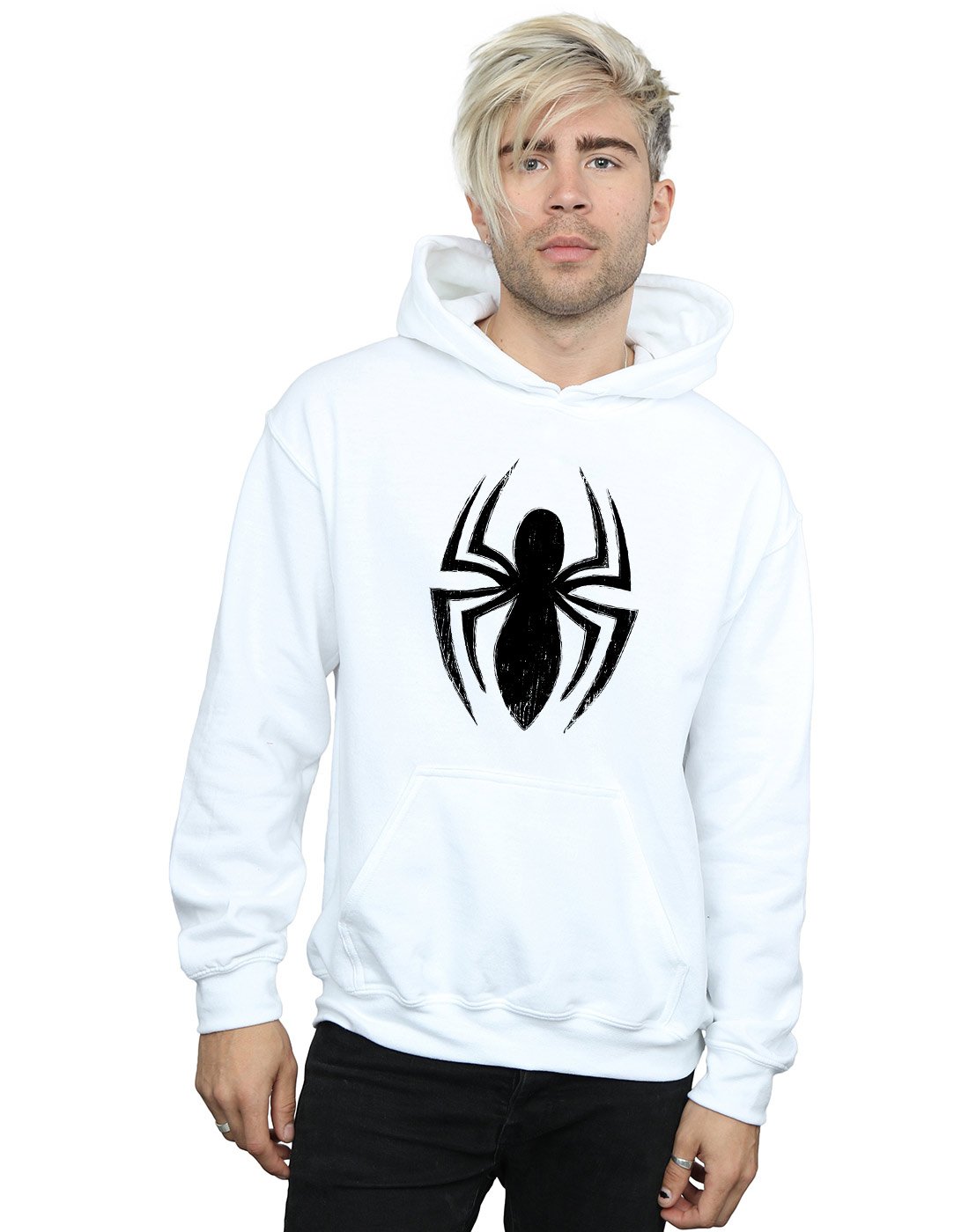 Marvel Men's Spider-Man Ultimate Spider Logo Hoodie White Large