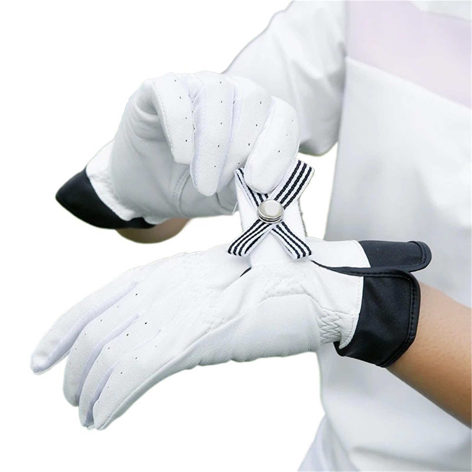 Damen-Golfhandschuhe aus Lammfell | Offene Finger-Fäustlinge aus Lammfell mit Markierungsgriff for den Golfsport