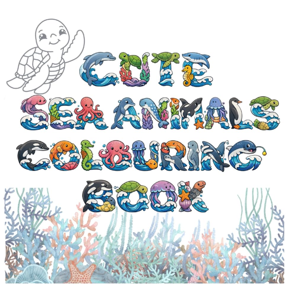 Cute Sea Animals Colouring Book: Fun Ocean Adventures for Kids Aged 3-7 - Easy & Educational Colouring Pages