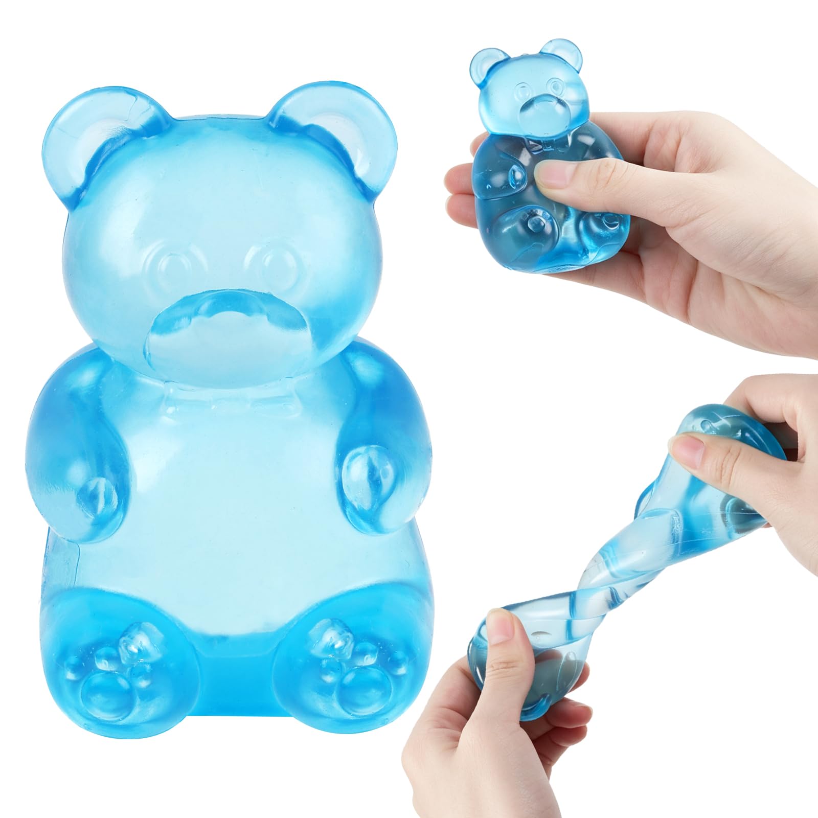 Gummy Bear Squishy Stress Ball, Slow Rising Fidget Squeeze Ball for Anxiety Relief, Sensory Calming Tool, Portable Desk Decor Birthday Gift
