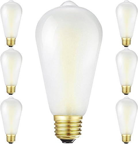 Miniatura 10 de – Bombillas LED regulables con diseño antiguo, rosca E26, satinadas, 6 vatios equivalentes a 60 vatios, 600 lúmenes, AC120V, luz blanca suave 3000K,