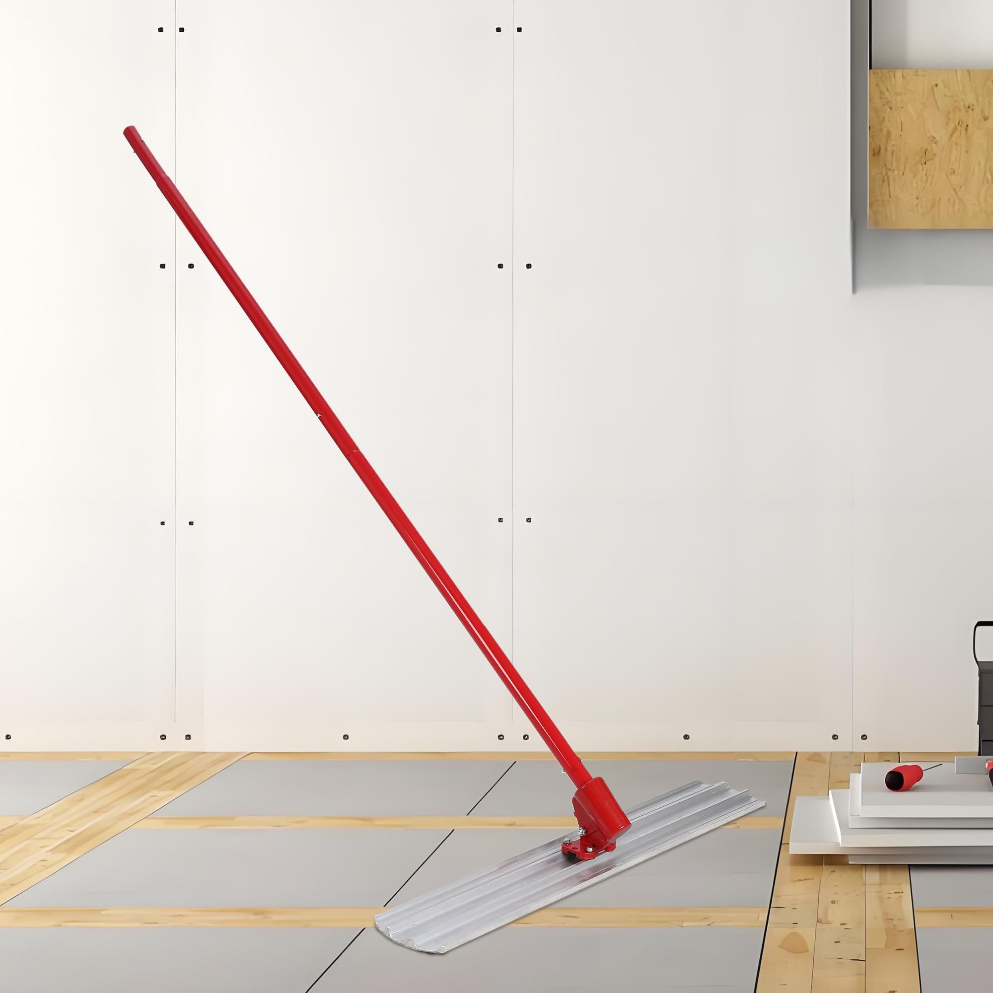 Garvee Frattazzo bull float in magnesio per finitura calcestruzzo 48" x 8" - bordo squadrato - 4 manici estendibili 47,2" + staffa regolabile - Colore: Simple
