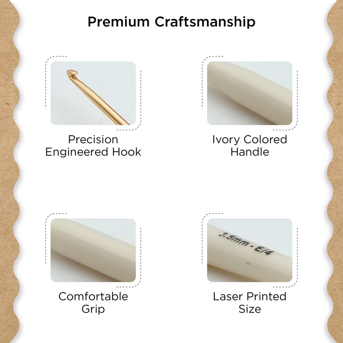 Knitter's Pride Pearl Aluminium Crochet Hook 3.5 mm - 1 piece Beige/Silver, Ivory, 3,5 mm - Image 3