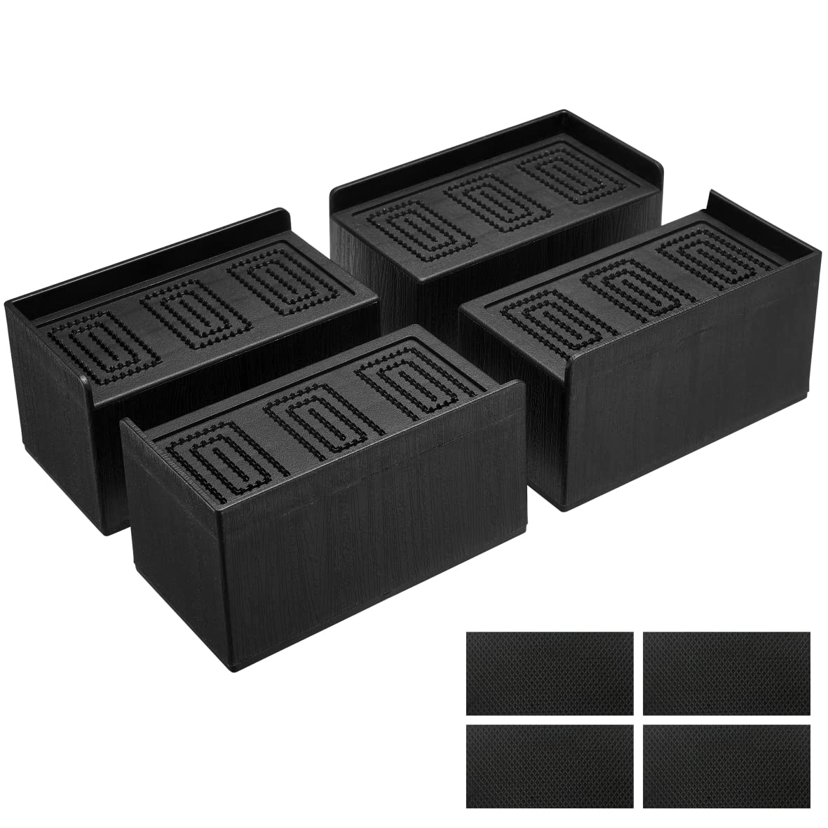Mixdora 2 Inch-Rectangle Bed Risers L-Shape Furniture Risers Heavy Duty Chair Raisers Lifter For Sofas Couches Desks Tables Set Of 4 Pack (2 Inch-Rectangle)
