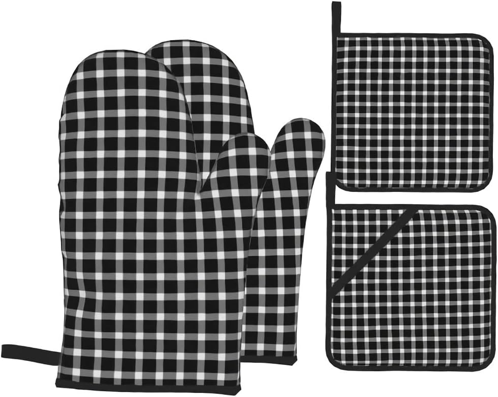 Oven Mitts and Pot Holders Set 4PC Thicken Heat-Resistant Gloves and