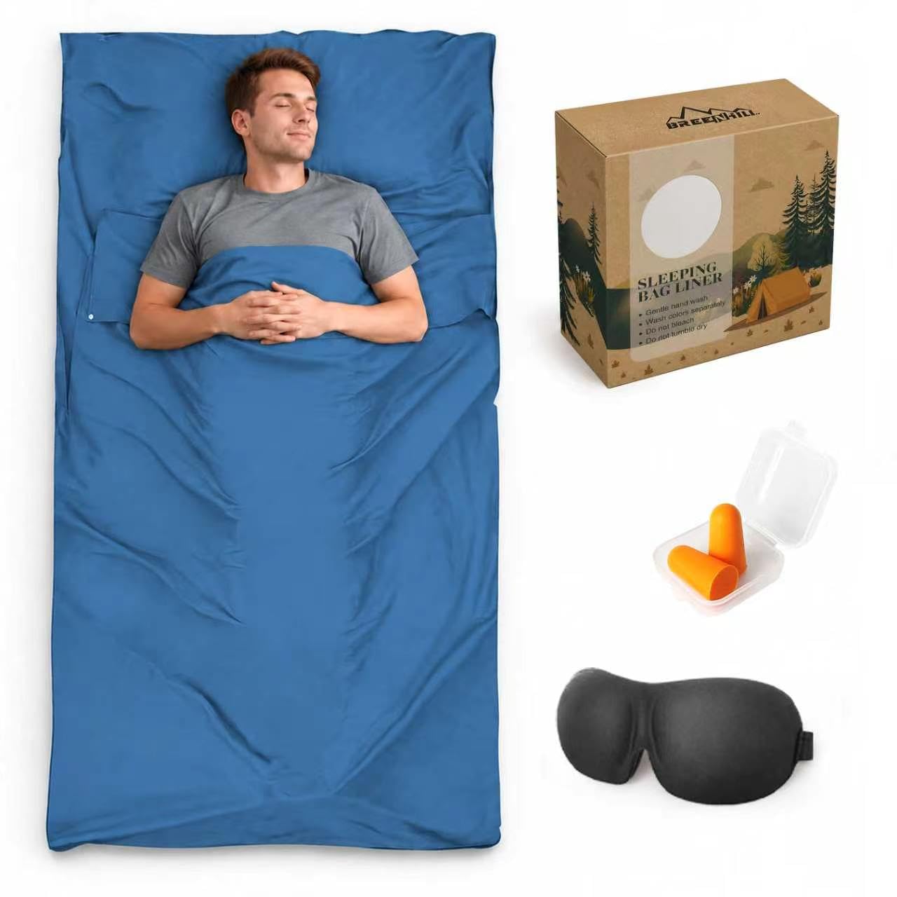 Sleeping Bag Liner,Travel Sheet &amp; Adult Sleep Sack, Camping Sheets Travel Sleep Sack for Backpacking,Hotels &amp; Hostels -Lightweight Single &amp;Double Travel Sheet Camping Sheets