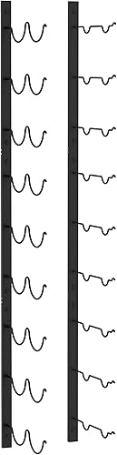 Miniatura 5 de Estante de vino de acero inoxidable montado en la pared, estante de vino de pared de 123 para 18 botellas, estante de vino colgante negro mate,