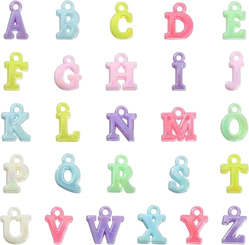 Miniatura 9 de KitBeads 1040 dijes acrílicos al azar con letras del alfabeto AB de colores del alfabeto, dijes coloridos de letras iniciales de la A a la Z para
