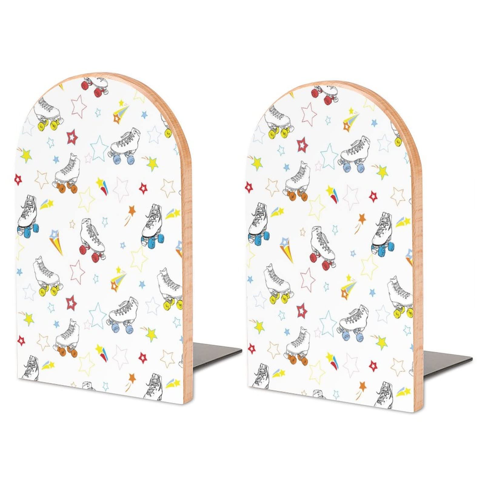 Skates Bookends Heavy Duty Book Stand 1 Pair for Home Office Shelves Decorative