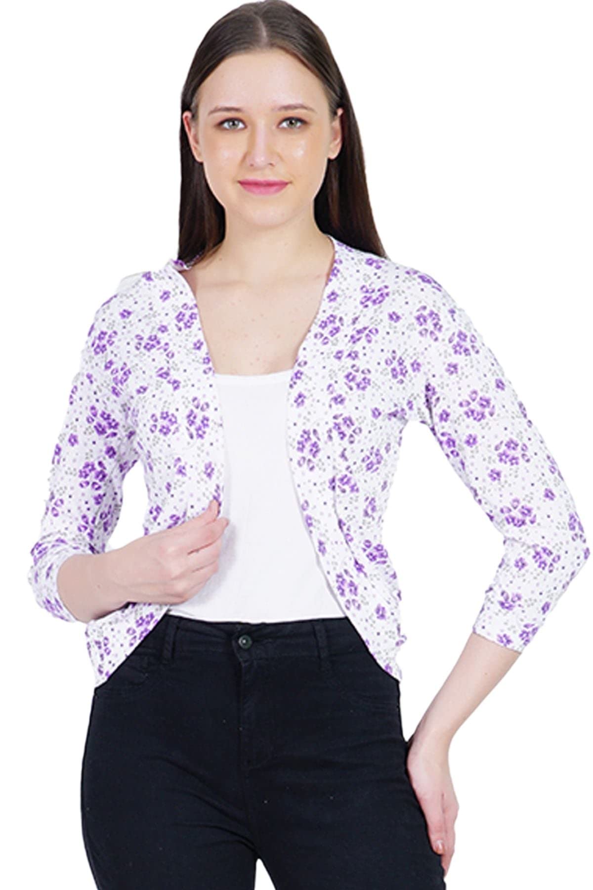 teemoods Women's Cotton 3/4th Sleeves Fashionable Shrug, Summer Shrug for Ladies-picture-34