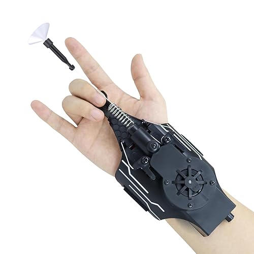 AJJKKA Spider Web Shooters Real,Spider Silk Launcher Wrist Toy for Kids, 8 FT Realistic Web Launcher String, Cool Gadgets String Gloves Shooters Toy for Superhero Role-Play (Black)
