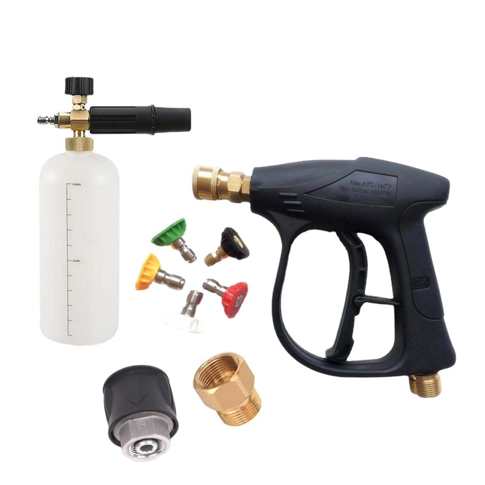 4350PSI Herramientas de limpieza Hidrolimpiadora de alta presión con pistola de espuma de 1/4 pulgadas Conexión rápida Accesorios de lavado Purificador de agua