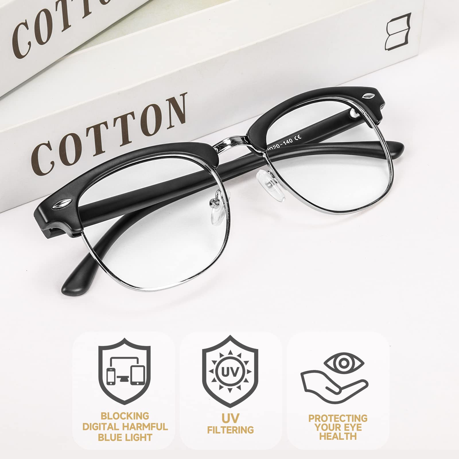 Blue Light Glasses Lightweight, Computer Reading/Gaming/Phones/TV Glasses, Anti Eyestrain Glasses